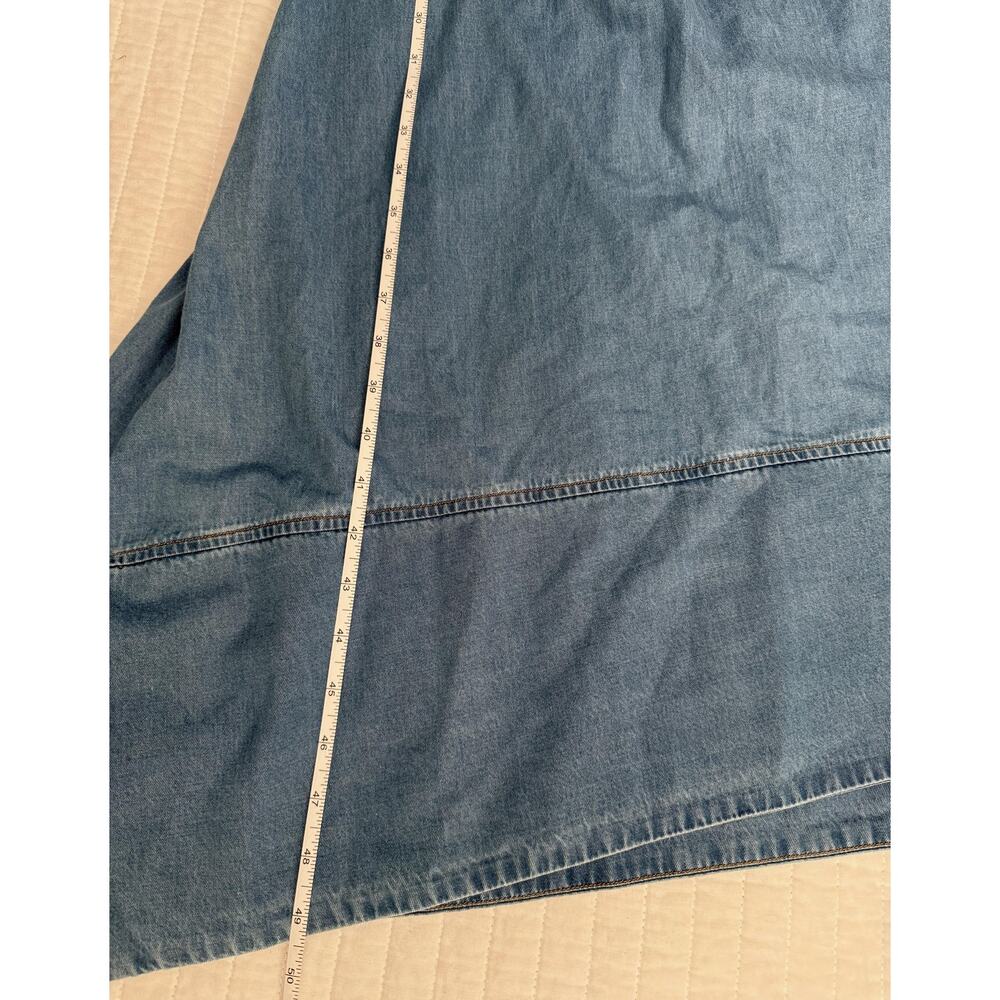 Misa Los Angeles Dress Womens Medium Blue Denim Smocked Puff Sleeve Midi NWT - Picture 11 of 11